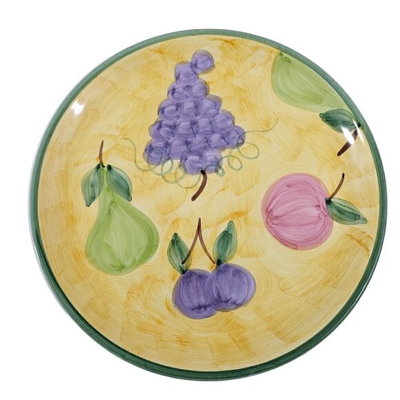 Caleca Frutta Hand Painted Italian Fruit Design 11 1/8”Dinner Plates – Set of 2 - Picture 3 of 16